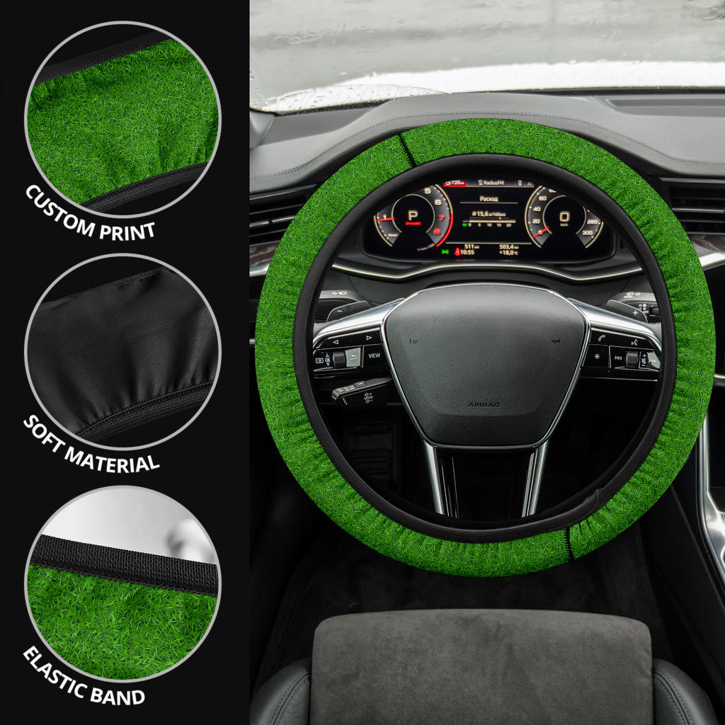 Green Grass Premium Car Steering Wheel Cover