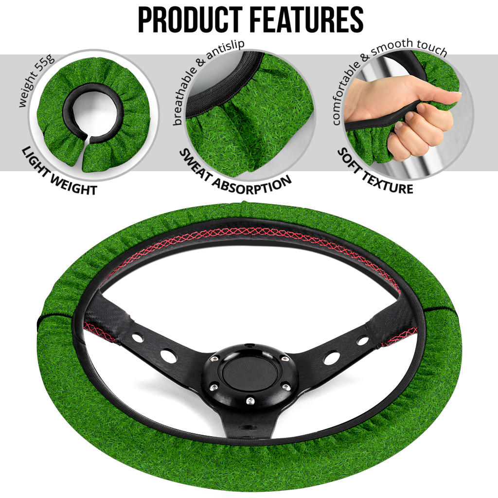 Green Grass Premium Car Steering Wheel Cover