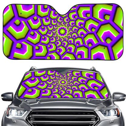 Green Hive Moving Optical Illusion Car Windshield Sun Shade