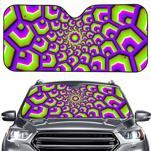 Green Hive Moving Optical Illusion Car Windshield Sun Shade