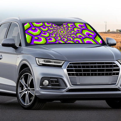 Green Hive Moving Optical Illusion Car Windshield Sun Shade