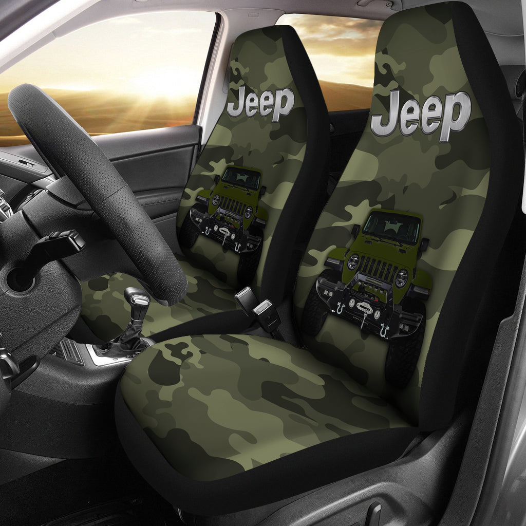 Green Jeep Camouflage Car Seat Covers
