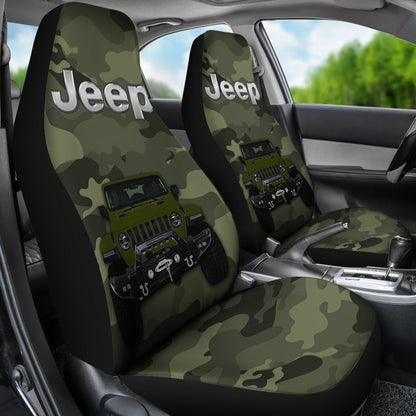 Green Jeep Camouflage Car Seat Covers