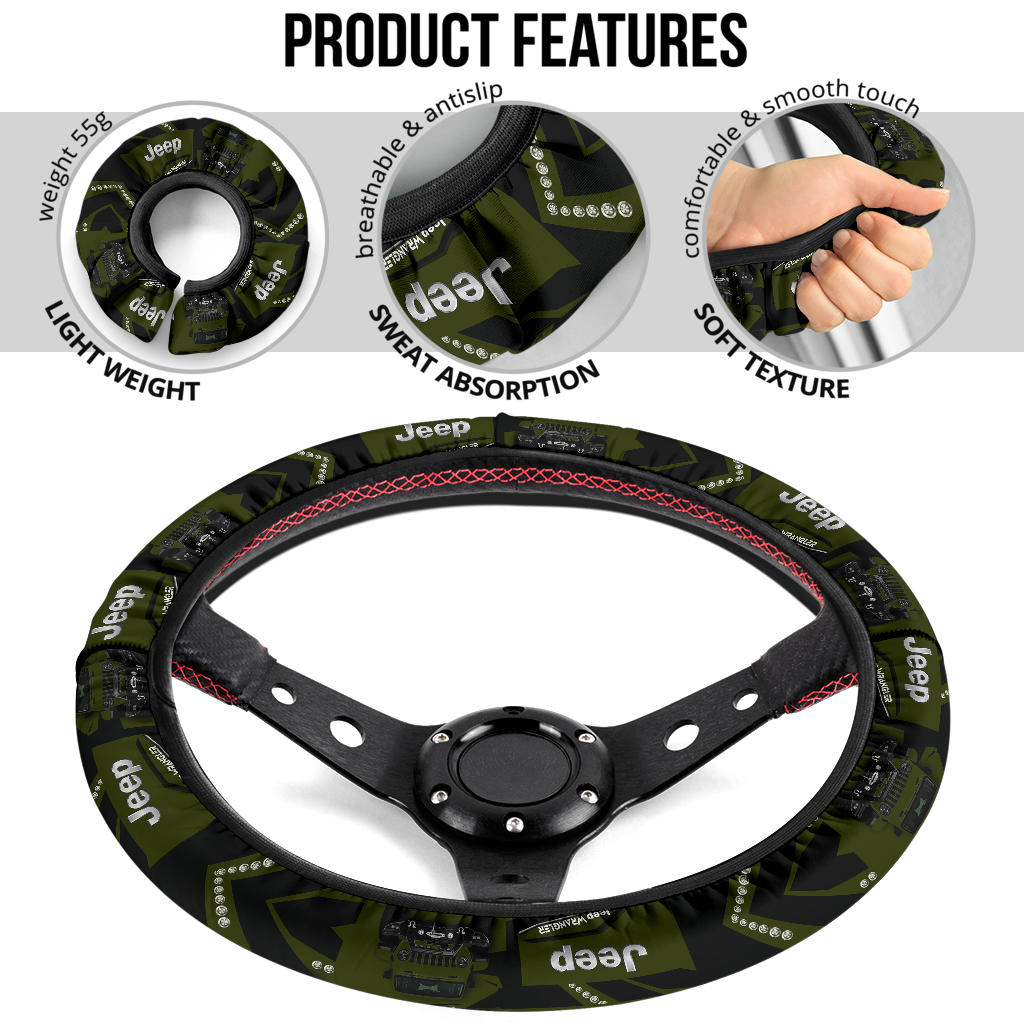 Green Jeep Car Steering Wheel Cover
