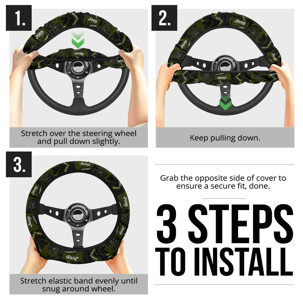 Green Jeep Car Steering Wheel Cover