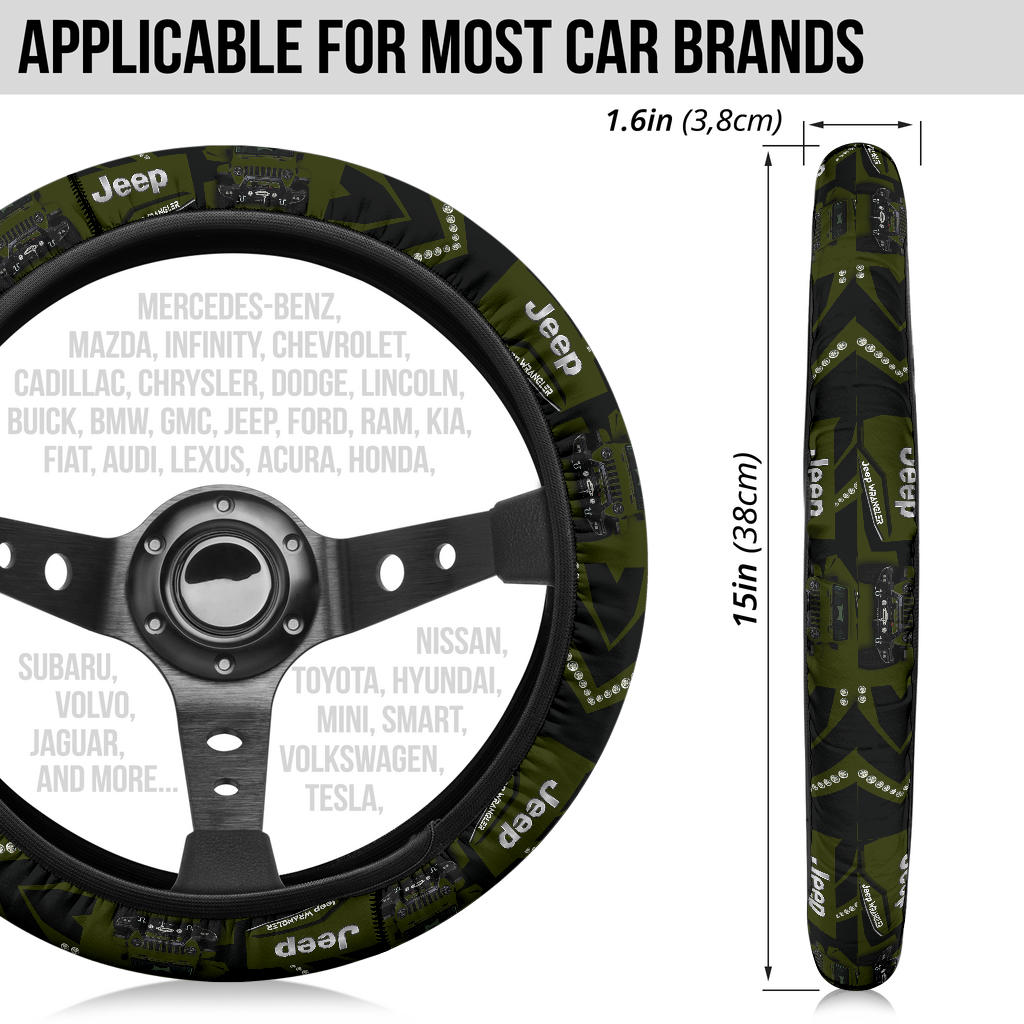 Green Jeep Car Steering Wheel Cover