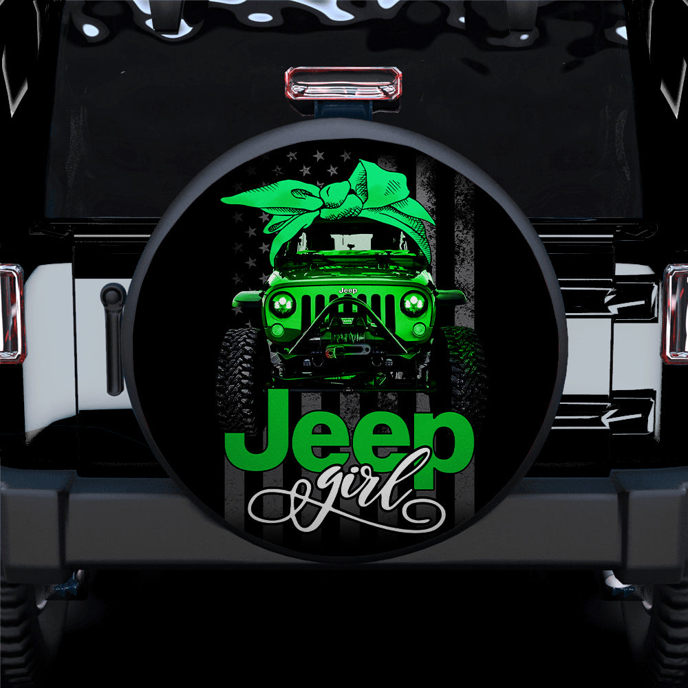 Green Jeep Girl Car Spare Tire Cover