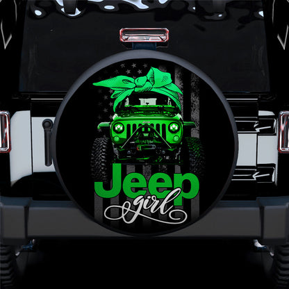 Green Jeep Girl Car Spare Tire Cover