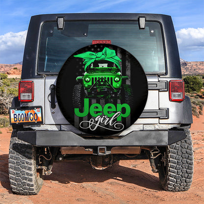 Green Jeep Girl Car Spare Tire Cover