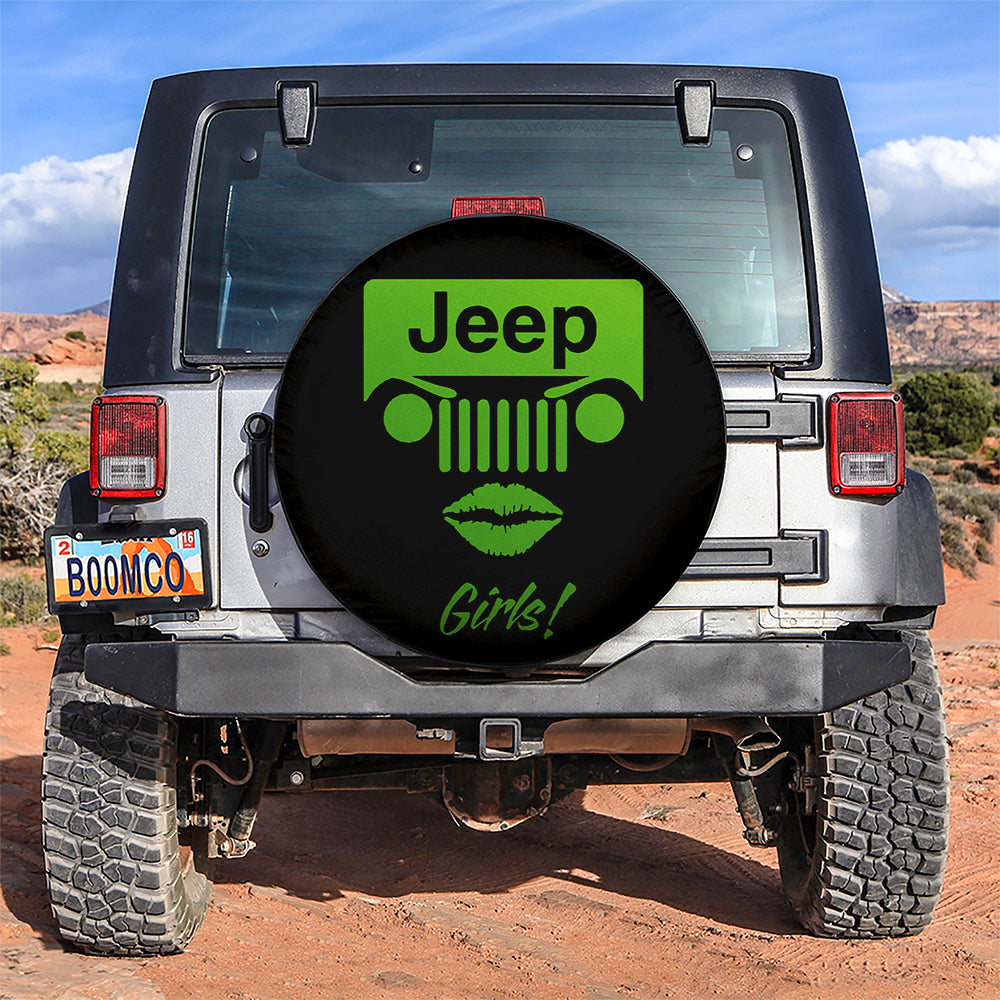 Green Jeep Girl Car Spare Tire Cover