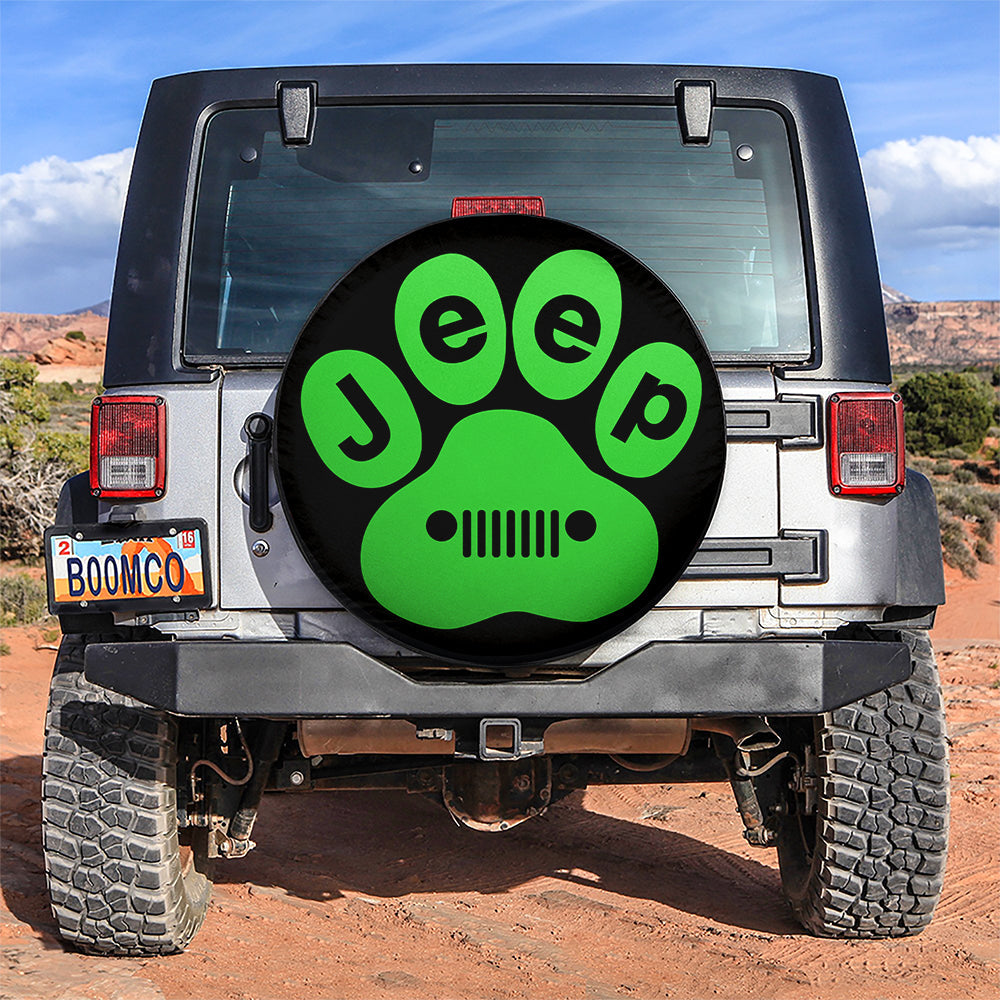 Green Jeep Paw Car Spare Tire Cover