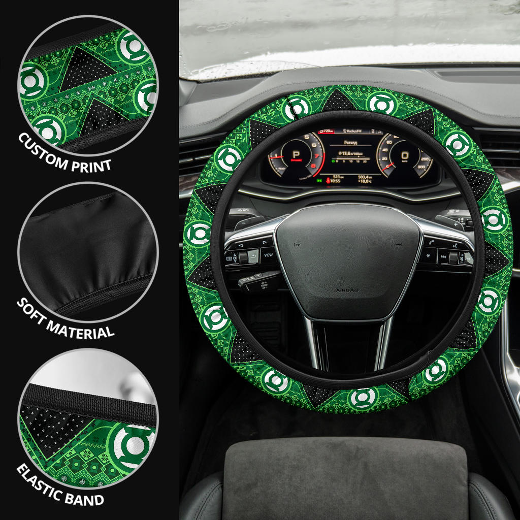 Green Lattern Christmas Premium Custom Car Steering Wheel Cover