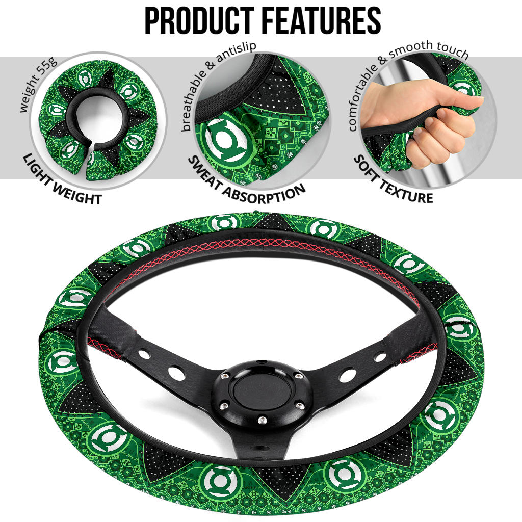 Green Lattern Christmas Premium Custom Car Steering Wheel Cover