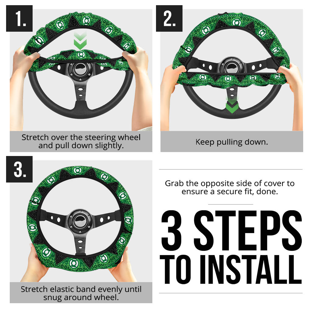 Green Lattern Christmas Premium Custom Car Steering Wheel Cover