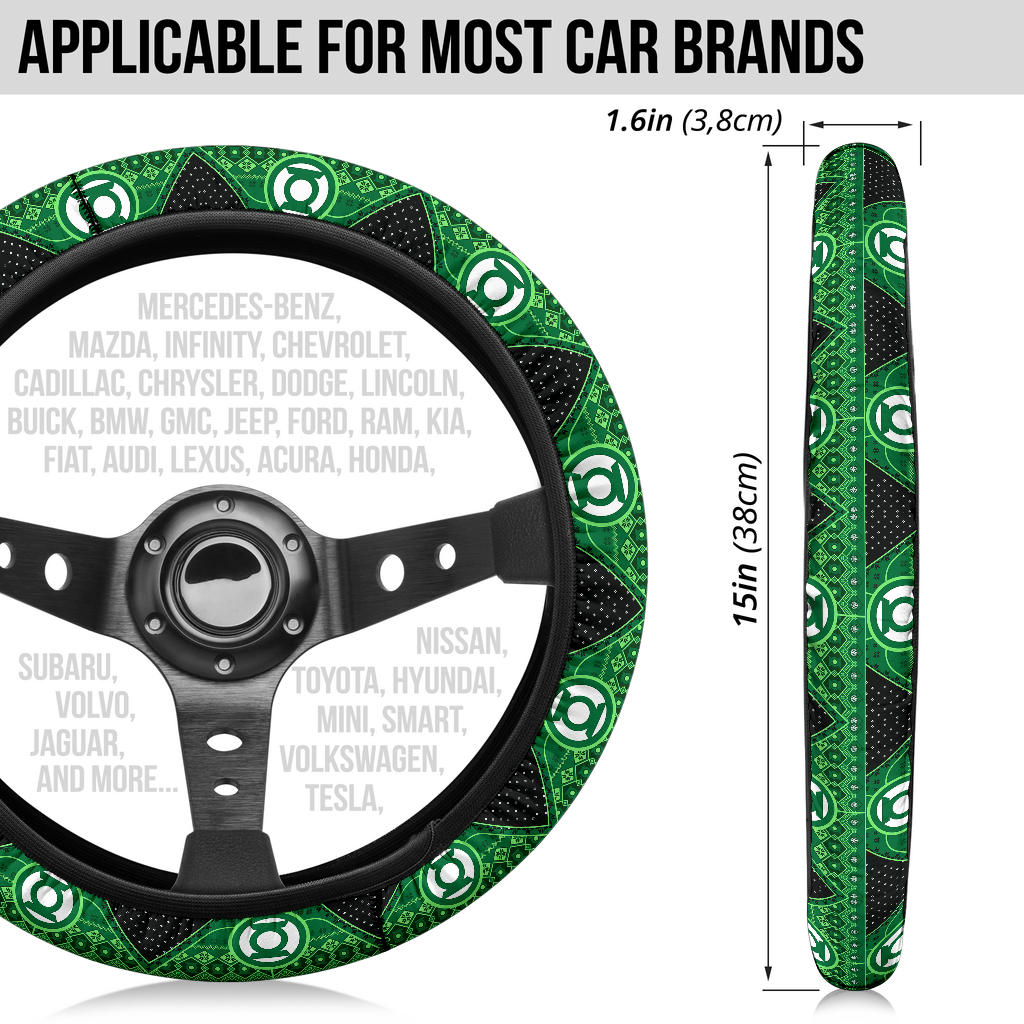 Green Lattern Christmas Premium Custom Car Steering Wheel Cover