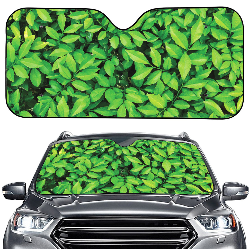 Green Leaf Print Car Windshield Sun Shade