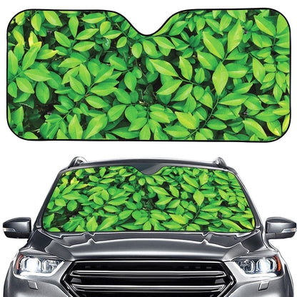Green Leaf Print Car Windshield Sun Shade