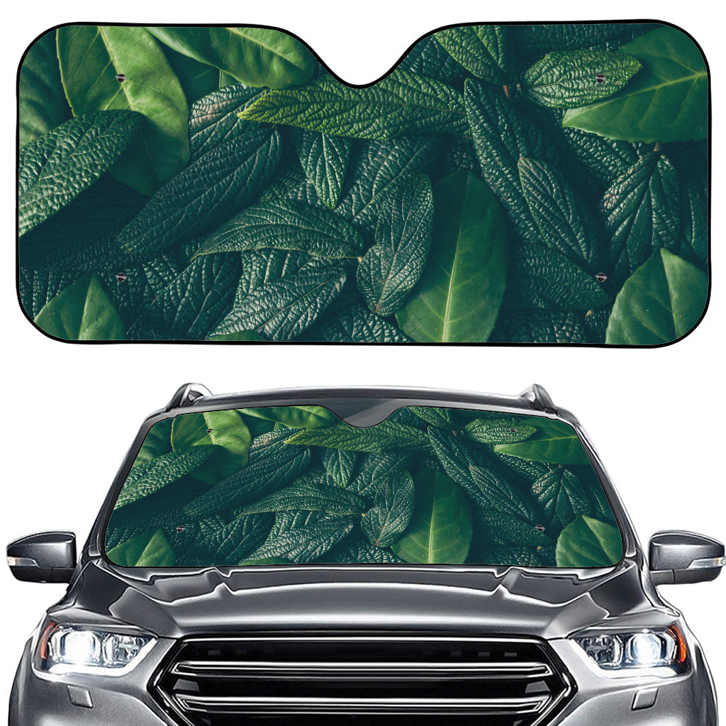 Green Leaves Print Car Windshield Sun Shade