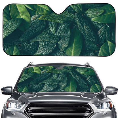 Green Leaves Print Car Windshield Sun Shade