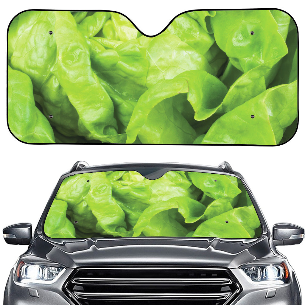 Green Lettuce Leaves Print Car Windshield Sun Shade