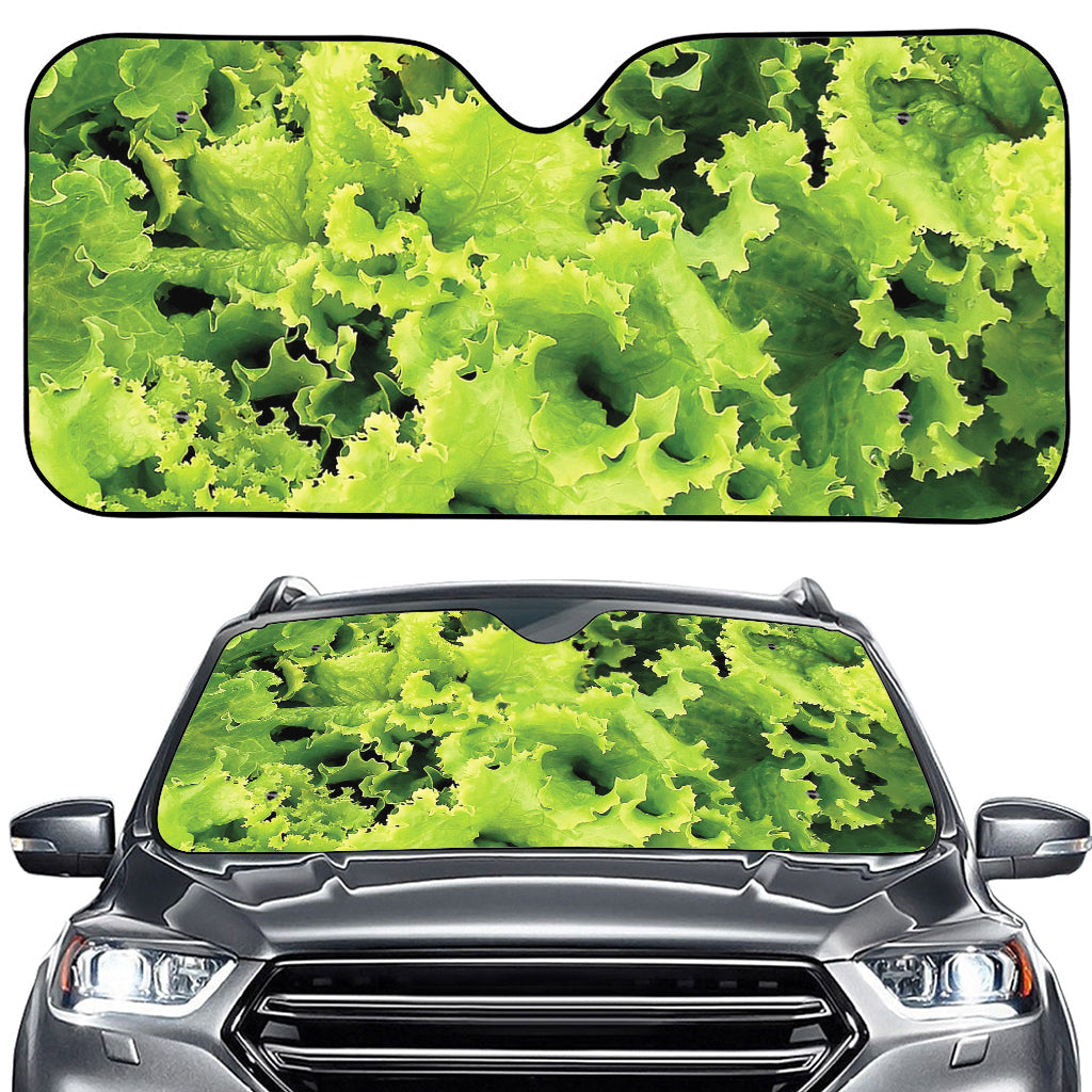 Green Lettuce Salad Print Car Windshield Sun Shade