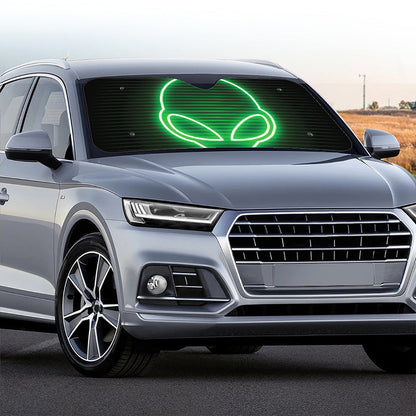 Green Light Alien Print Car Windshield Sun Shade
