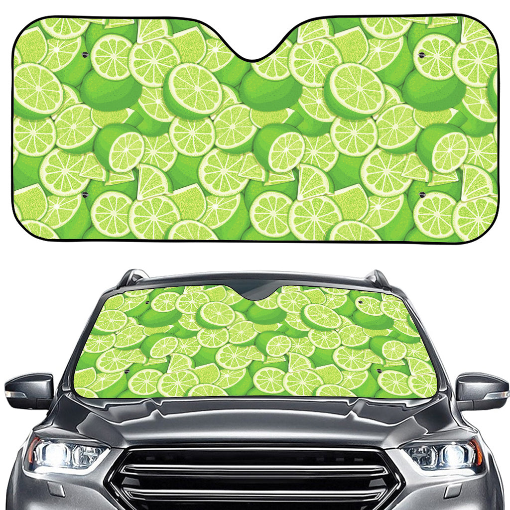 Green Lime Pattern Print Car Windshield Sun Shade