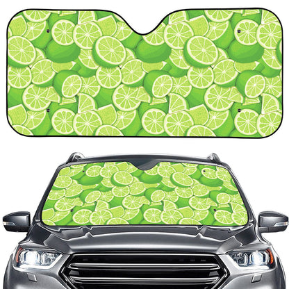 Green Lime Pattern Print Car Windshield Sun Shade