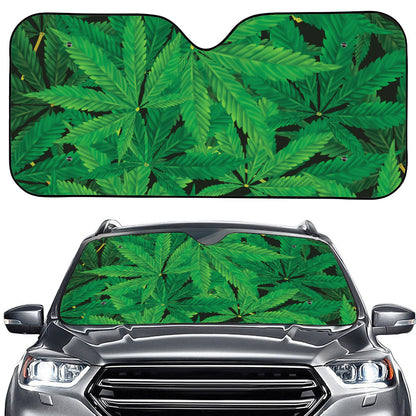 Green Marijuana Leaf Print Car Windshield Sun Shade
