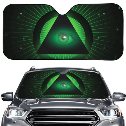 Green Masonic Eye Print Car Windshield Sun Shade