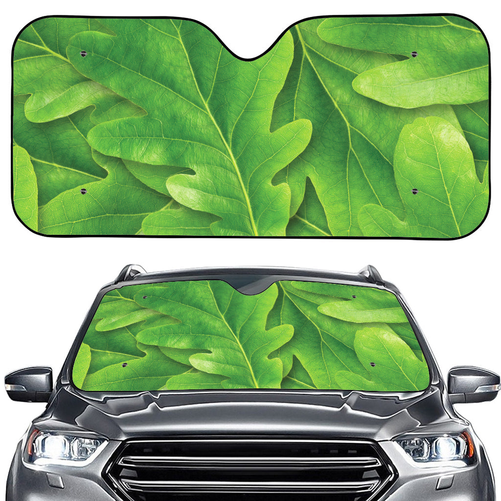 Green Oak Leaf Print Car Windshield Sun Shade
