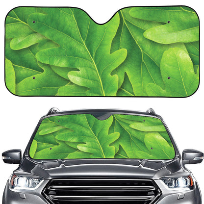 Green Oak Leaf Print Car Windshield Sun Shade