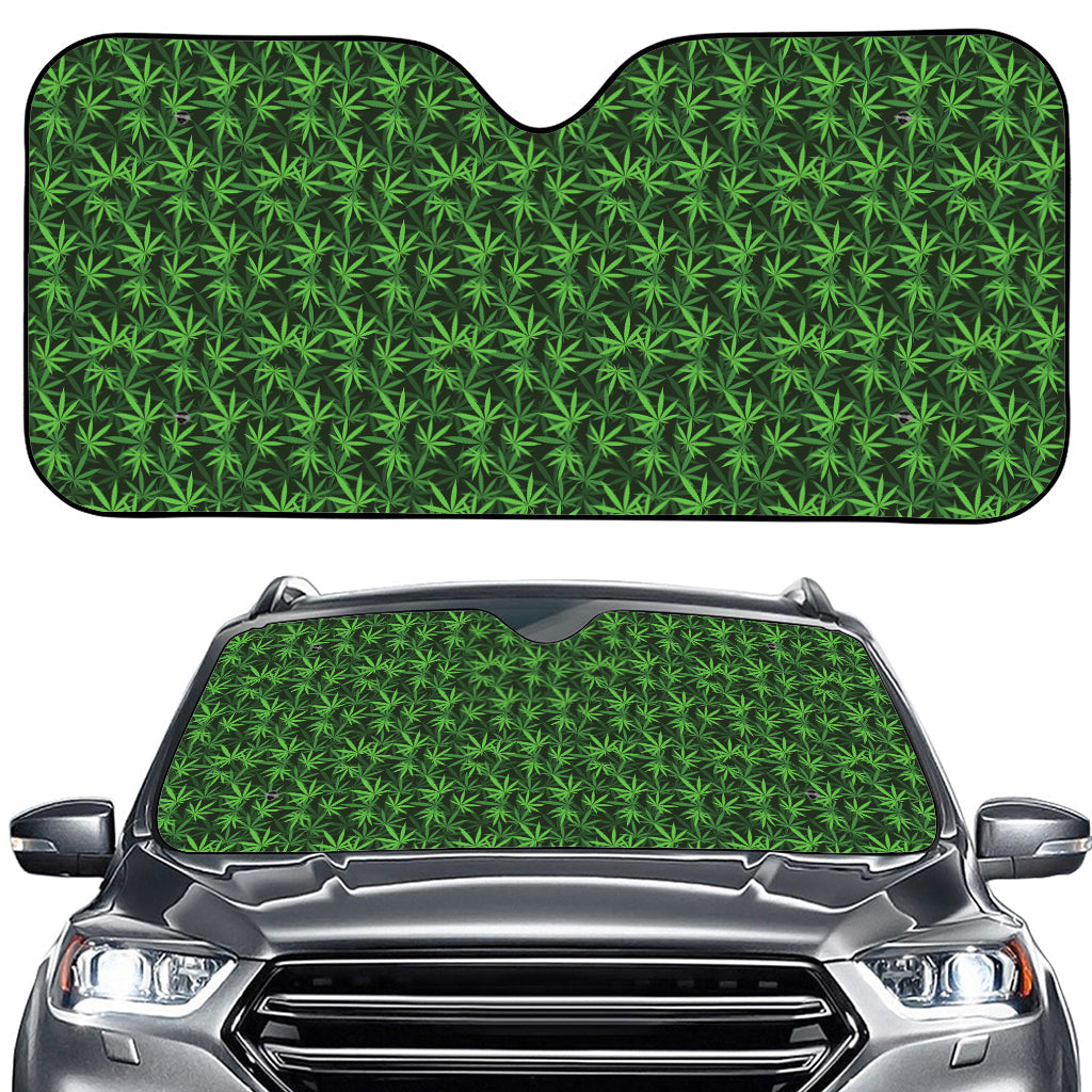 Green Pot Leaf Pattern Print Car Windshield Sun Shade