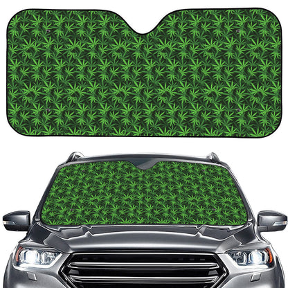 Green Pot Leaf Pattern Print Car Windshield Sun Shade
