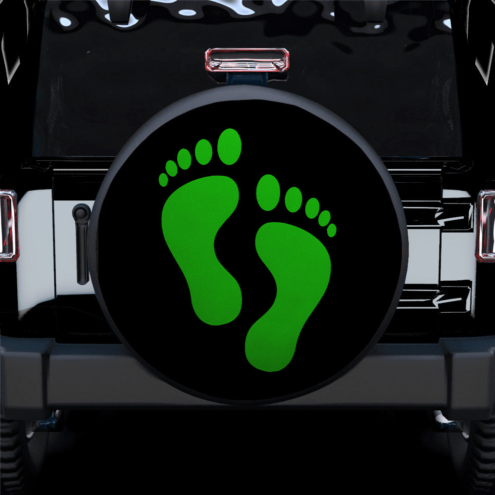 Green Print Foot Jeep Car Spare Tire Cover