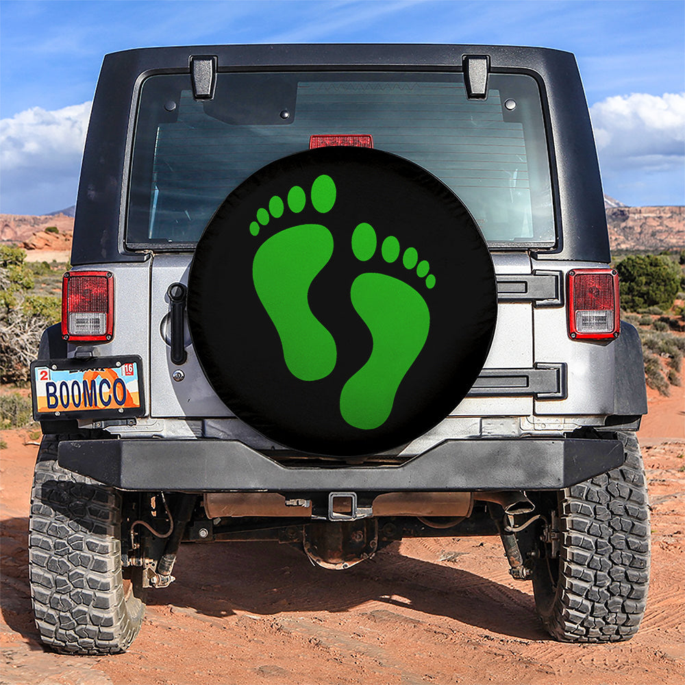 Green Print Foot Jeep Car Spare Tire Cover