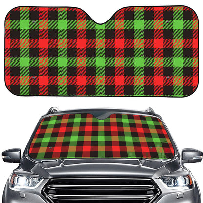 Green Red And Black Buffalo Plaid Print Car Windshield Sun Shade