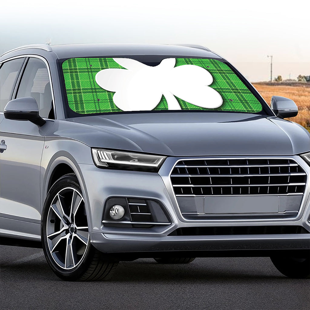 Green Shamrock Tartan Print Car Windshield Sun Shade