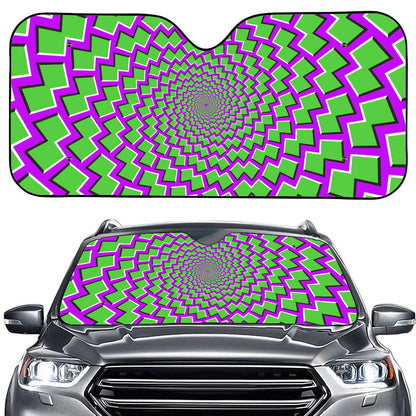 Green Shapes Moving Optical Illusion Car Windshield Sun Shade