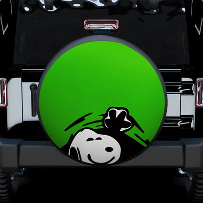 Green Snoopy Peek A Boo Funny Jeep Car Leather Spare Tire Cover - PersonalizedFury