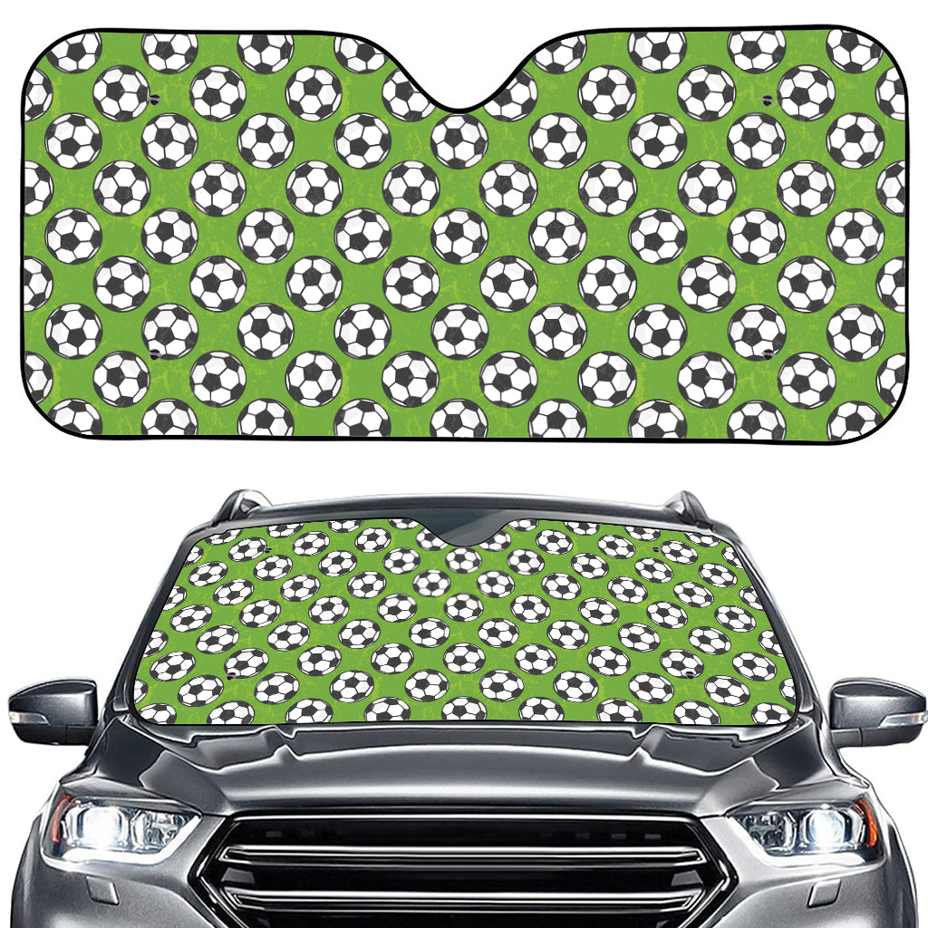 Green Soccer Ball Pattern Print Car Windshield Sun Shade