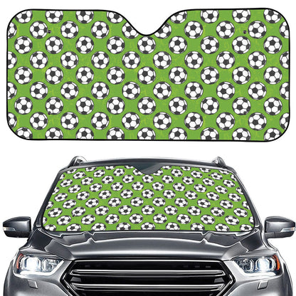 Green Soccer Ball Pattern Print Car Windshield Sun Shade