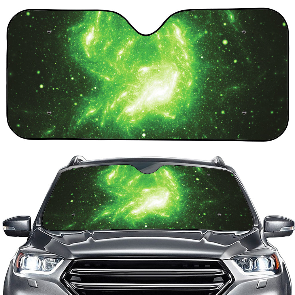 Green Sparkle Galaxy Print Car Windshield Sun Shade