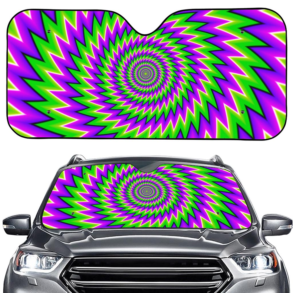 Green Spiral Moving Optical Illusion Car Windshield Sun Shade