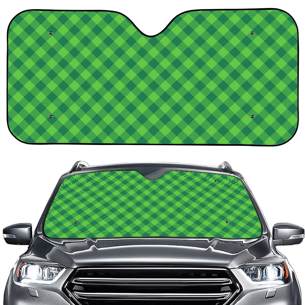 Green St. Patrick's Day Plaid Print Car Windshield Sun Shade