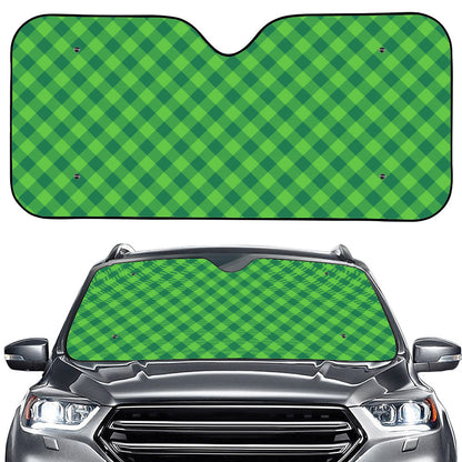 Green St. Patrick's Day Plaid Print Car Windshield Sun Shade