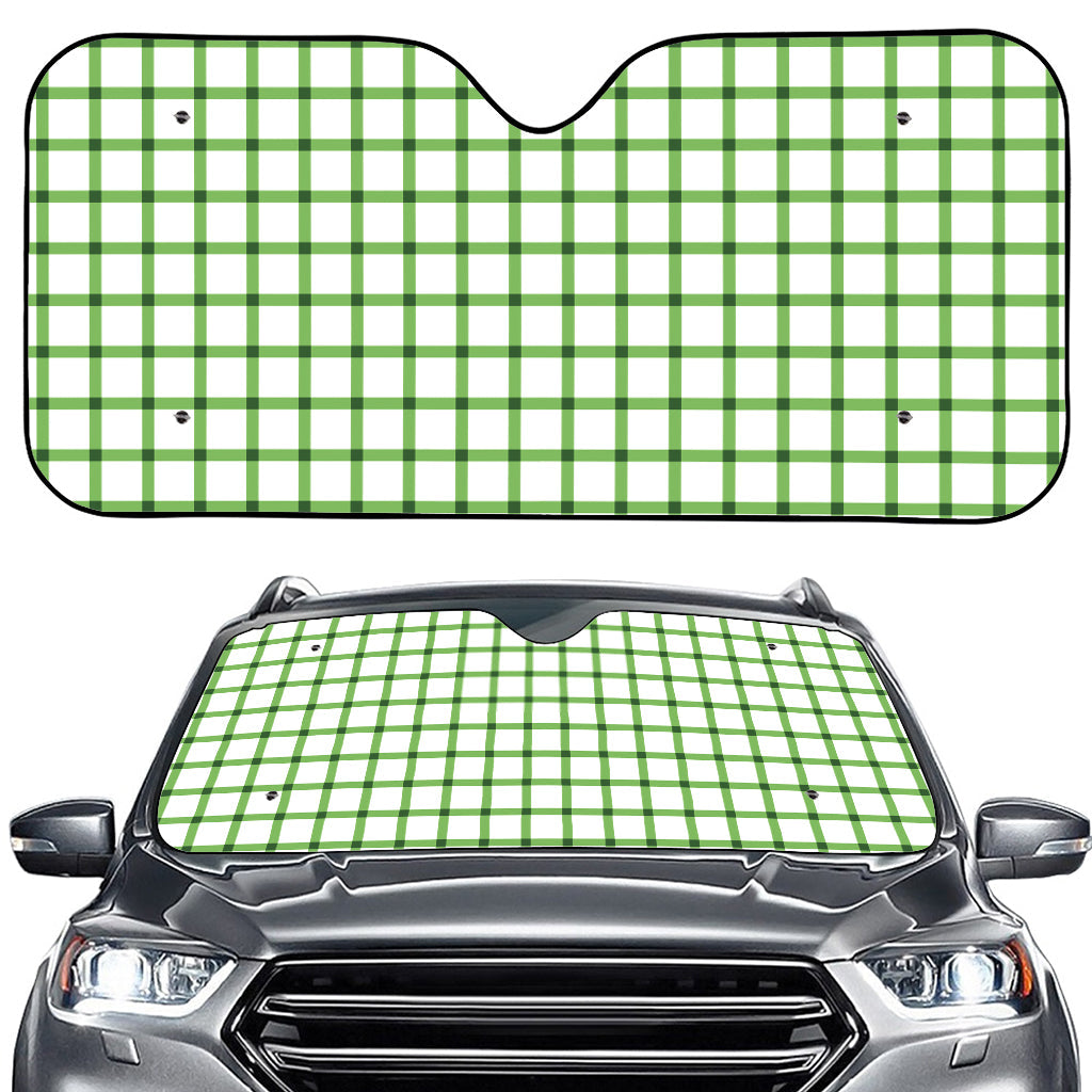 Green Tattersall Pattern Print Car Windshield Sun Shade