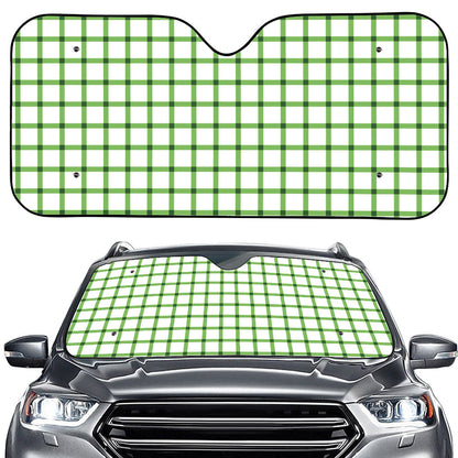 Green Tattersall Pattern Print Car Windshield Sun Shade