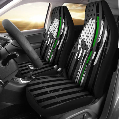 Green Thin Line Punisher Inspired Car Seat Covers Set Of 2 Universal Fit 234910
