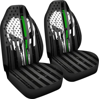 Green Thin Line Punisher Inspired Car Seat Covers Set Of 2 Universal Fit 234910
